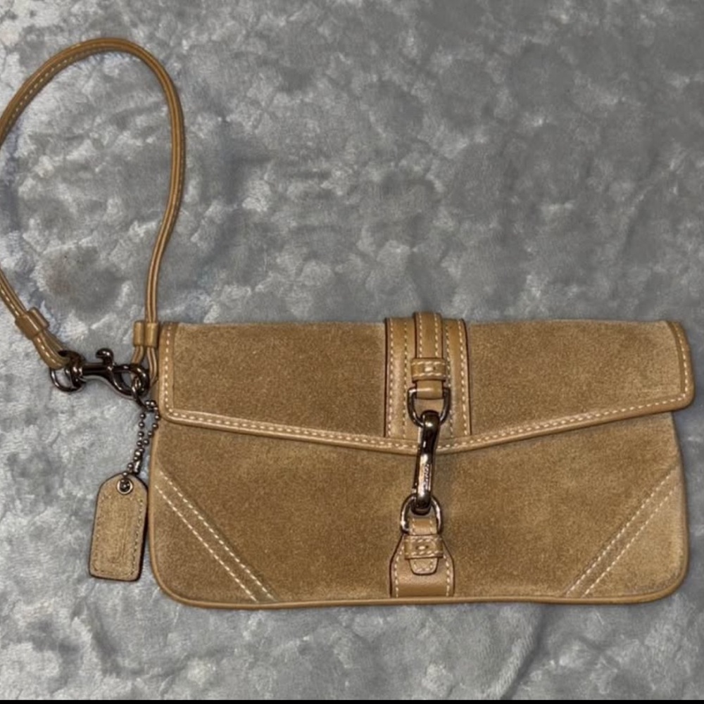 Vintage Coach Tan Suede Women's Wristlet